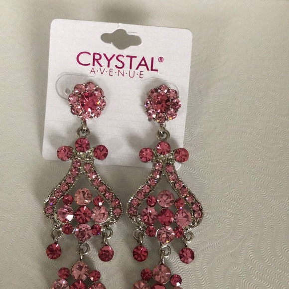 Pink and silver rhinestone earrings - Picture 3 of 5